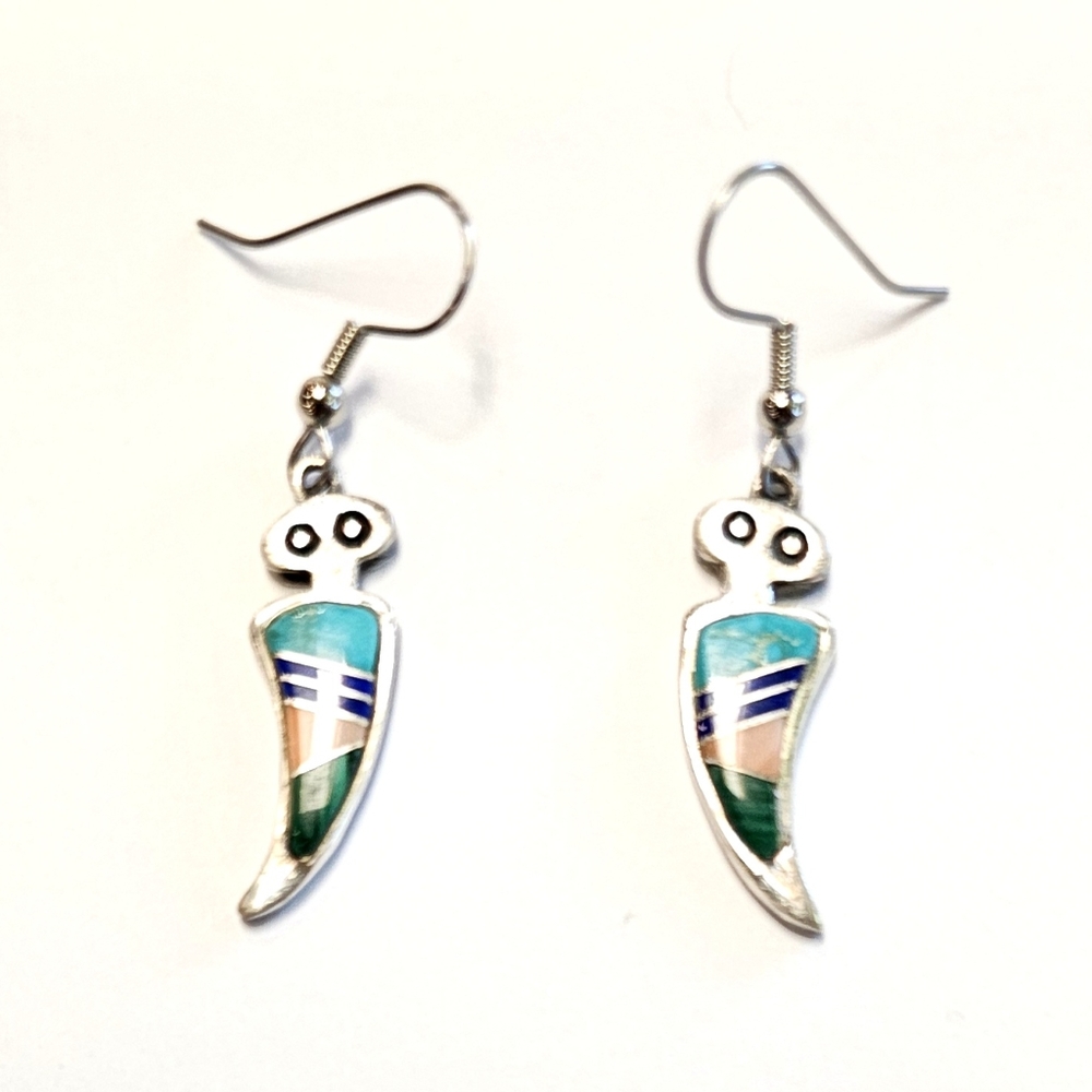 Calvin Begay Rock Critter Sterling Inlay Earrings